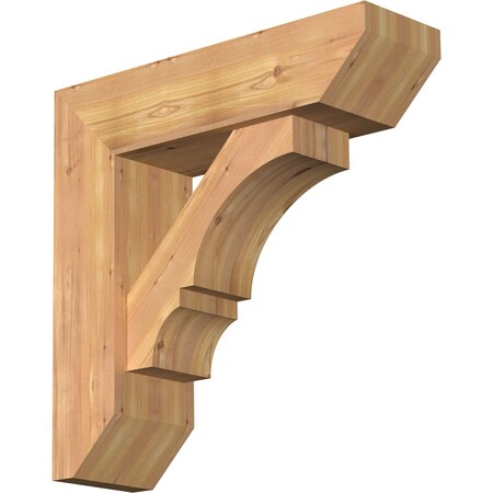 Ekena Millwork Balboa Slat Smooth Bracket w/ Offset Brace, Western Red Cedar, 7 1/2"W x 26"D x 26"H BKT0806X26X26BOA06SWR